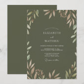 Invitation Mariage au feuillage d'olive gris Eucalyptus (Devant / Derrière)