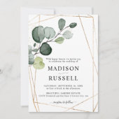 Invitation Mariage au feuillage doré d'eucalyptus (Devant)