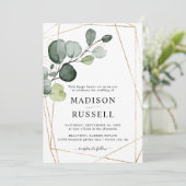 Invitation Mariage au feuillage doré d'eucalyptus (Debout devant)