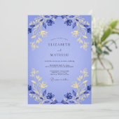Invitation Mariage au feuillage doré et eucalyptus gris avec (Debout devant)