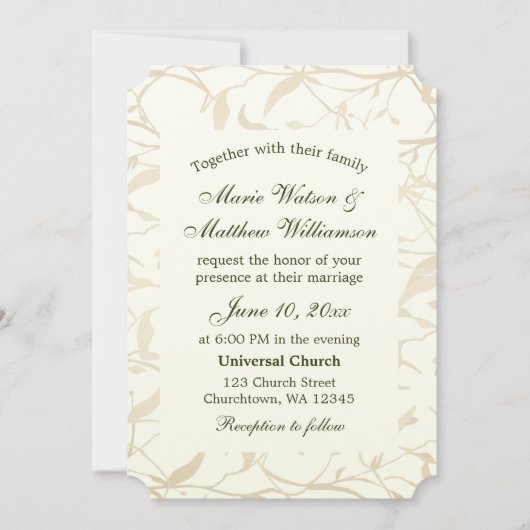 Invitation Mariage au feuillage fantaisie (Devant)