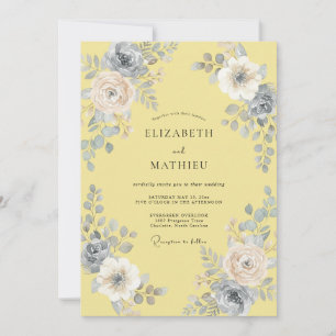 Invitation Mariage au Feuillage Jaune Beurre sous la Lune