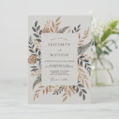 Invitation Mariage au feuillage orné de bronze (Debout devant)