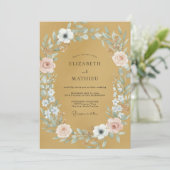 Invitation Mariage au feuillage peint ambre (Debout devant)