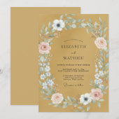Invitation Mariage au feuillage peint ambre (Devant / Derrière)