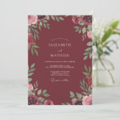 Invitation Mariage au feuillage peint de Marsala (Debout devant)