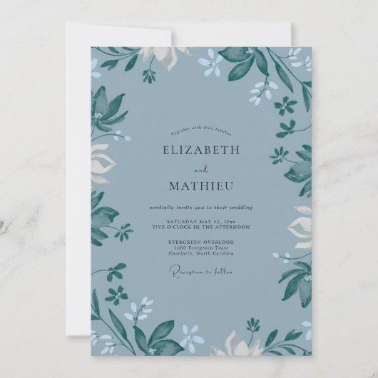 Invitation Mariage au feuillage peint sur ardoise (Devant)
