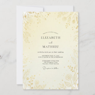 Invitation Mariage au Feuille d'Or Beurre