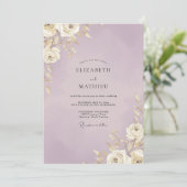Invitation Mariage au Feuille d'Or Lilac (Debout devant)
