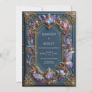 Invitation Mariage au filigrane de lilas bleu