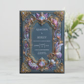 Invitation Mariage au filigrane de lilas bleu (Debout devant)