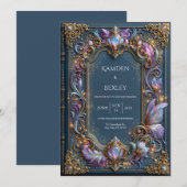 Invitation Mariage au filigrane de lilas bleu (Devant / Derrière)