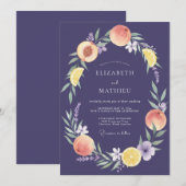 Invitation Mariage au fruit de prune pêche eucalyptus (Devant / Derrière)