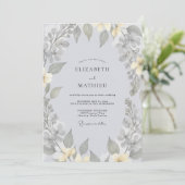 Invitation Mariage au gris atténué eucalyptus (Debout devant)