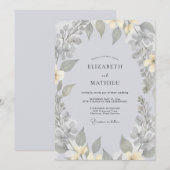 Invitation Mariage au gris atténué eucalyptus (Devant / Derrière)