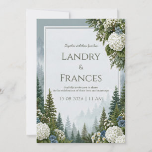 Invitation Mariage au Hêtre Bleu de Pin Brumeux