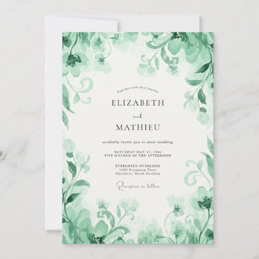 Invitation Mariage au jade et à l'eucalyptus (Devant)