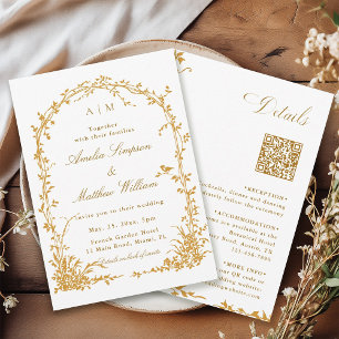 Invitation Mariage au jardin botanique ambre tout en un