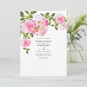 Invitation Mariage au jardin de roses roses