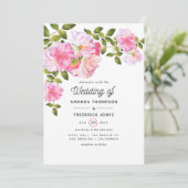 Invitation Mariage au jardin de roses roses (Debout devant)