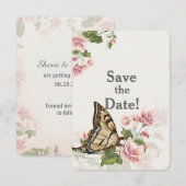 Invitation Mariage au Jardin des Papillons Enregistrer la Dat (Devant / Derrière)