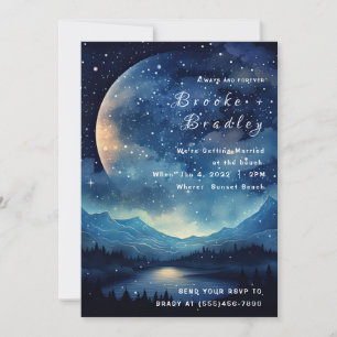 Invitation Mariage au lac de montagne au clair de lune