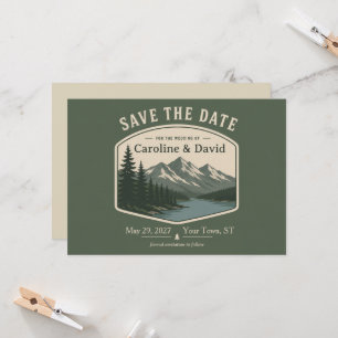 Invitation Mariage au lac de montagne dans un parc national -