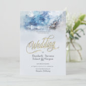 Invitation Mariage au lac Winter Mountain (Debout devant)