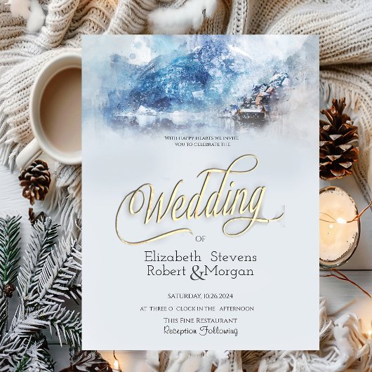 Invitation Mariage au lac Winter Mountain