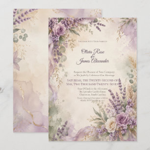 Invitation Mariage au Lavande et Sauge Rustique Bohème Chic