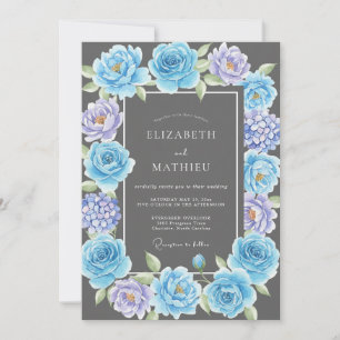 Invitation Mariage au lilas Charbon de bois Hydrangea Eucalyp