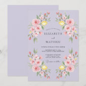 Invitation Mariage au lilas, citron, eucalyptus (Devant / Derrière)