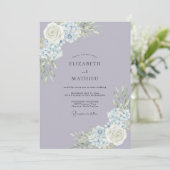 Invitation Mariage au lilas doré Hydrangea Eucalyptus (Debout devant)
