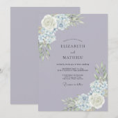 Invitation Mariage au lilas doré Hydrangea Eucalyptus (Devant / Derrière)