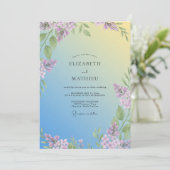 Invitation Mariage au lilas eucalyptus jaune doux (Debout devant)