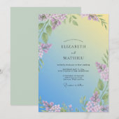 Invitation Mariage au lilas eucalyptus jaune doux (Devant / Derrière)