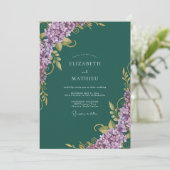 Invitation Mariage au lilas eucalyptus sarcelle foncé (Debout devant)