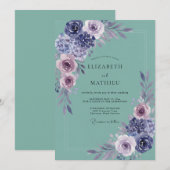 Invitation Mariage au lilas Hydrangea Seafoam Eucalyptus (Devant / Derrière)