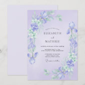 Invitation Mariage au lilas Iris Eucalyptus (Devant / Derrière)