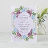 Invitation Mariage au lilas, prune et hydrangea eucalyptus (Debout devant)