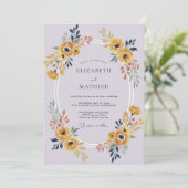 Invitation Mariage au Lilas, Renoncule Dorée et Eucalyptus (Debout devant)