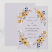Invitation Mariage au Lilas, Renoncule Dorée et Eucalyptus (Devant / Derrière)