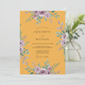 Invitation Mariage au lis lilac ranunculus eucalyptus doré (Debout devant)