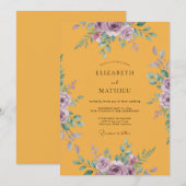 Invitation Mariage au lis lilac ranunculus eucalyptus doré (Devant / Derrière)
