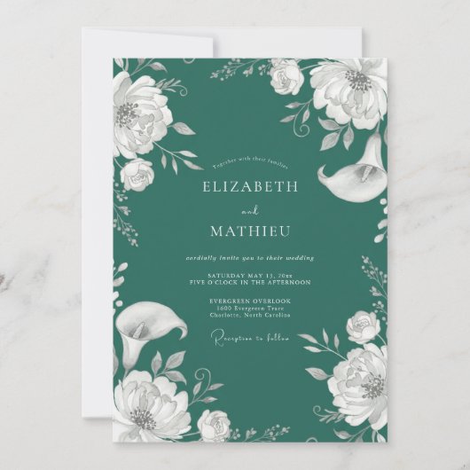 Invitation Mariage au Lys calla Épinette noire (Devant)