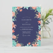 Invitation Mariage au Lys Corail Indigo (Debout devant)