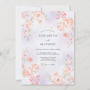 Invitation Mariage au Lys Coral Rose