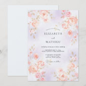 Invitation Mariage au Lys Coral Rose (Devant / Derrière)