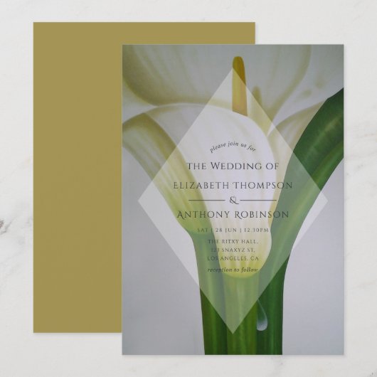 Invitation Mariage au Lys d'Arum (Devant / Derrière)