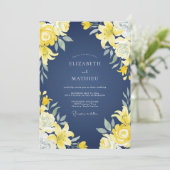 Invitation Mariage au Lys Jaune Navy (Debout devant)